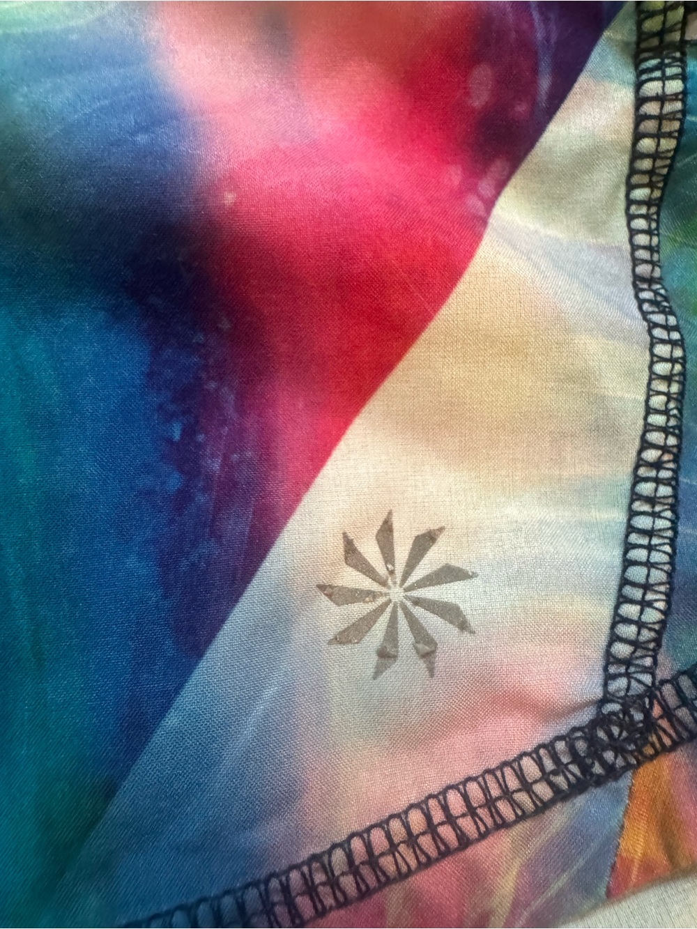 Athleta Multicolor Rainbow Print Athletic Shorts with Navy Waistband Vintage - Picture 6 of 8